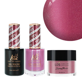  LDS 3 in 1 - 133 Sweetest Strawberry - Dip, Gel & Lacquer Matching by LDS sold by DTK Nail Supply