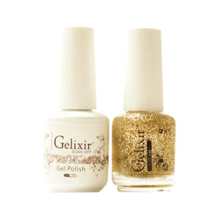  Gelixir Gel Nail Polish Duo - 134 Gold, Glitter Colors by Gelixir sold by DTK Nail Supply