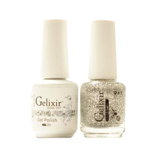  Gelixir Gel Nail Polish Duo - 136 Silver, Glitter Colors by Gelixir sold by DTK Nail Supply