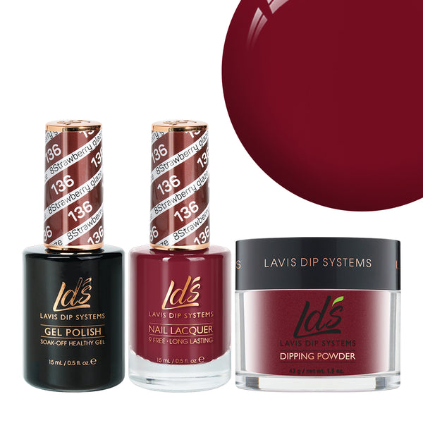  LDS 3 in 1 - 136 Strawberry Glaze - Dip, Gel & Lacquer Matching by LDS sold by DTK Nail Supply