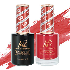 LDS Gel Nail Polish Duo - 137 Red Colors - My Heart's On Fire by LDS sold by DTK Nail Supply