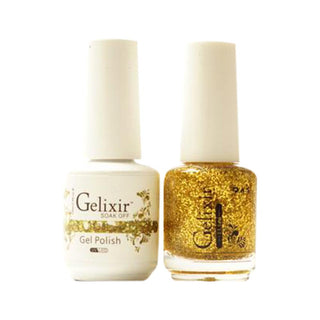  Gelixir Gel Nail Polish Duo - 138 Gold, Glitter Colors by Gelixir sold by DTK Nail Supply