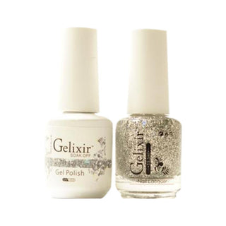  Gelixir Gel Nail Polish Duo - 140 Silver, Glitter Colors by Gelixir sold by DTK Nail Supply