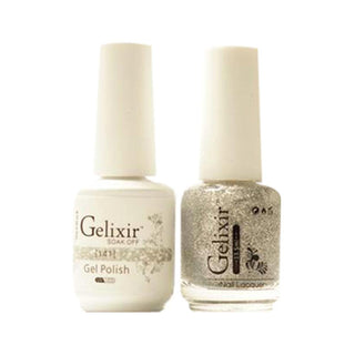  Gelixir Gel Nail Polish Duo - 141 Clear, Glitter, Silver Colors by Gelixir sold by DTK Nail Supply