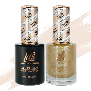  LDS Gel Nail Polish Duo - 153 Glitter, Gold Colors - Make Yourself A Priority by LDS sold by DTK Nail Supply