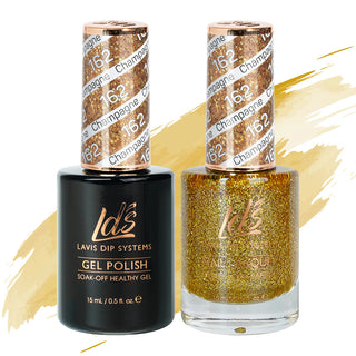  LDS Gel Nail Polish Duo - 162 Glitter, Gold Colors - Champagne by LDS sold by DTK Nail Supply