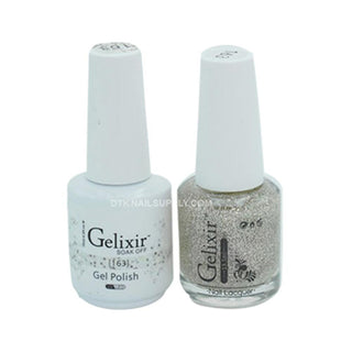  Gelixir Gel Nail Polish Duo - 163 Silver, Glitter Colors by Gelixir sold by DTK Nail Supply
