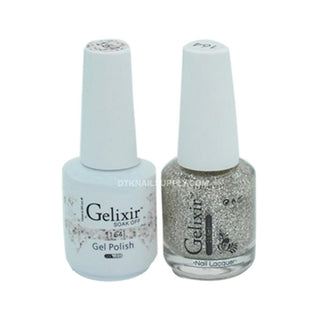  Gelixir Gel Nail Polish Duo - 164 Silver, Glitter Colors by Gelixir sold by DTK Nail Supply
