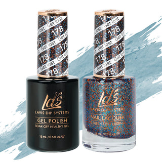  LDS Gel Nail Polish Duo - 178 Black, Glitter Colors - Get Lost by LDS sold by DTK Nail Supply