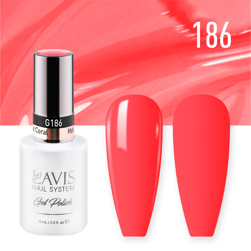 Lavis Gel Polish 186 - Pink Colors - Hot Coral by LAVIS NAILS sold by DTK Nail Supply