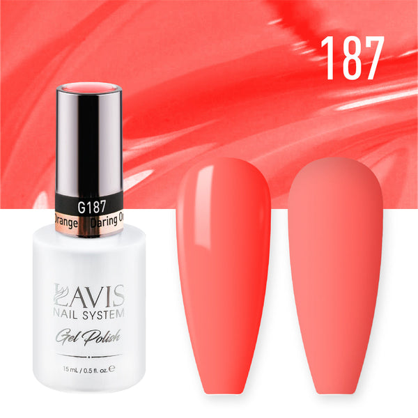 Lavis Gel Polish 187 - Scarlet Colors - Daring Orange by LAVIS NAILS sold by DTK Nail Supply