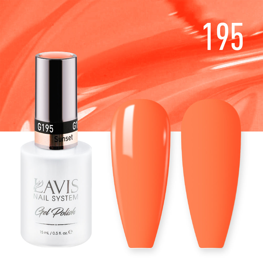 Lavis Gel Polish 195 - Peach Coral Colors - Sunset by LAVIS NAILS sold by DTK Nail Supply