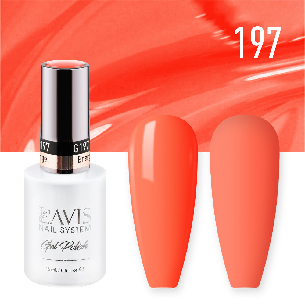 Lavis Gel Polish 197 - Orange Colors - Energetic Orange by LAVIS NAILS sold by DTK Nail Supply
