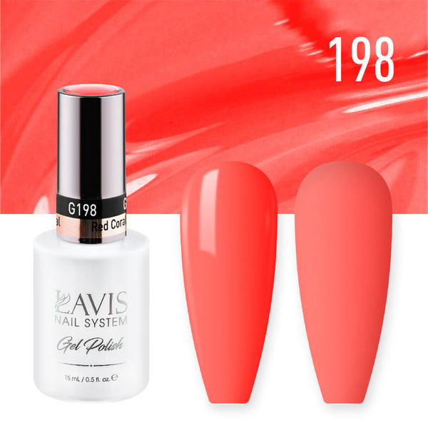 Lavis Gel Polish 198 - Orange Colors - Red Coral by LAVIS NAILS sold by DTK Nail Supply