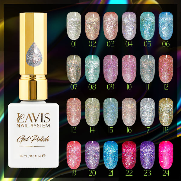 LAVIS Glitter G02 - 06 - Gel Polish 0.5 oz - Pillow Talk Collection by LAVIS NAILS sold by DTK Nail Supply