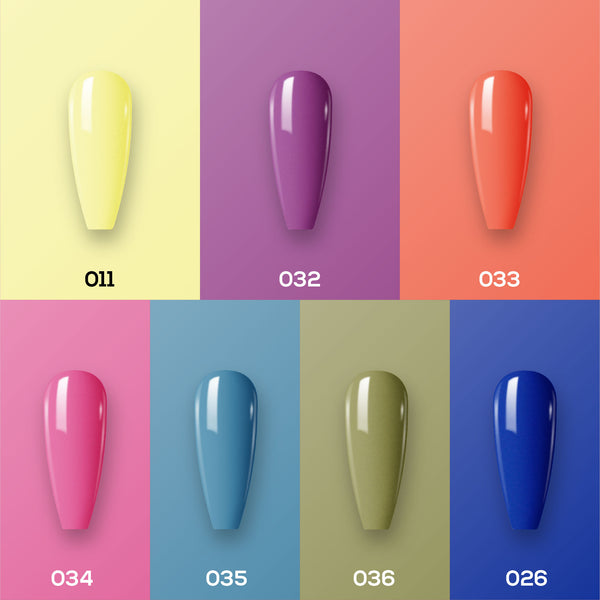  Lavis Holiday Collection: 7 Gel Polishes, 1 Base Gel, 1 Top Gel - WHEN IN TOKYO - 011; 032; 033; 034; 035; 036; 026 + BT by LAVIS NAILS sold by DTK Nail Supply