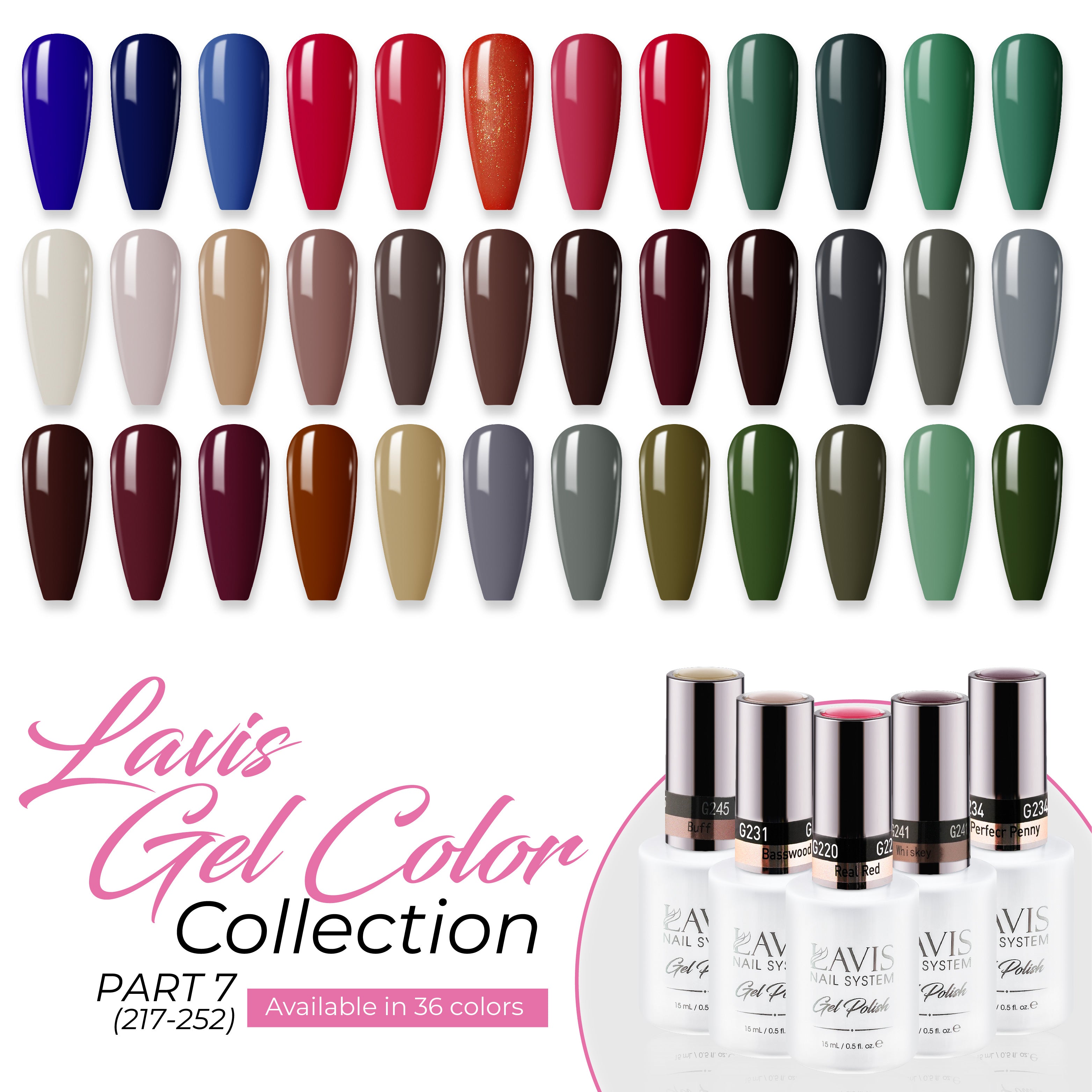 Lavis Gel Polish Part 7 (36 Colors): 217-252 by LAVIS NAILS sold by DTK Nail Supply