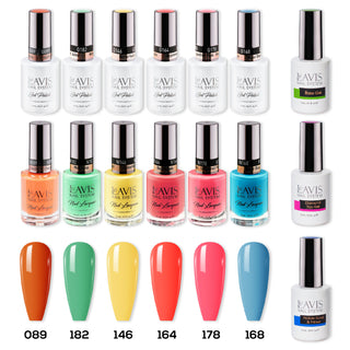  LAVIS Gel & Matching Lacquer Starter Set 10: 089, 182, 146, 164, 178, 168, Base,Top & Bond Primer by LAVIS NAILS sold by DTK Nail Supply