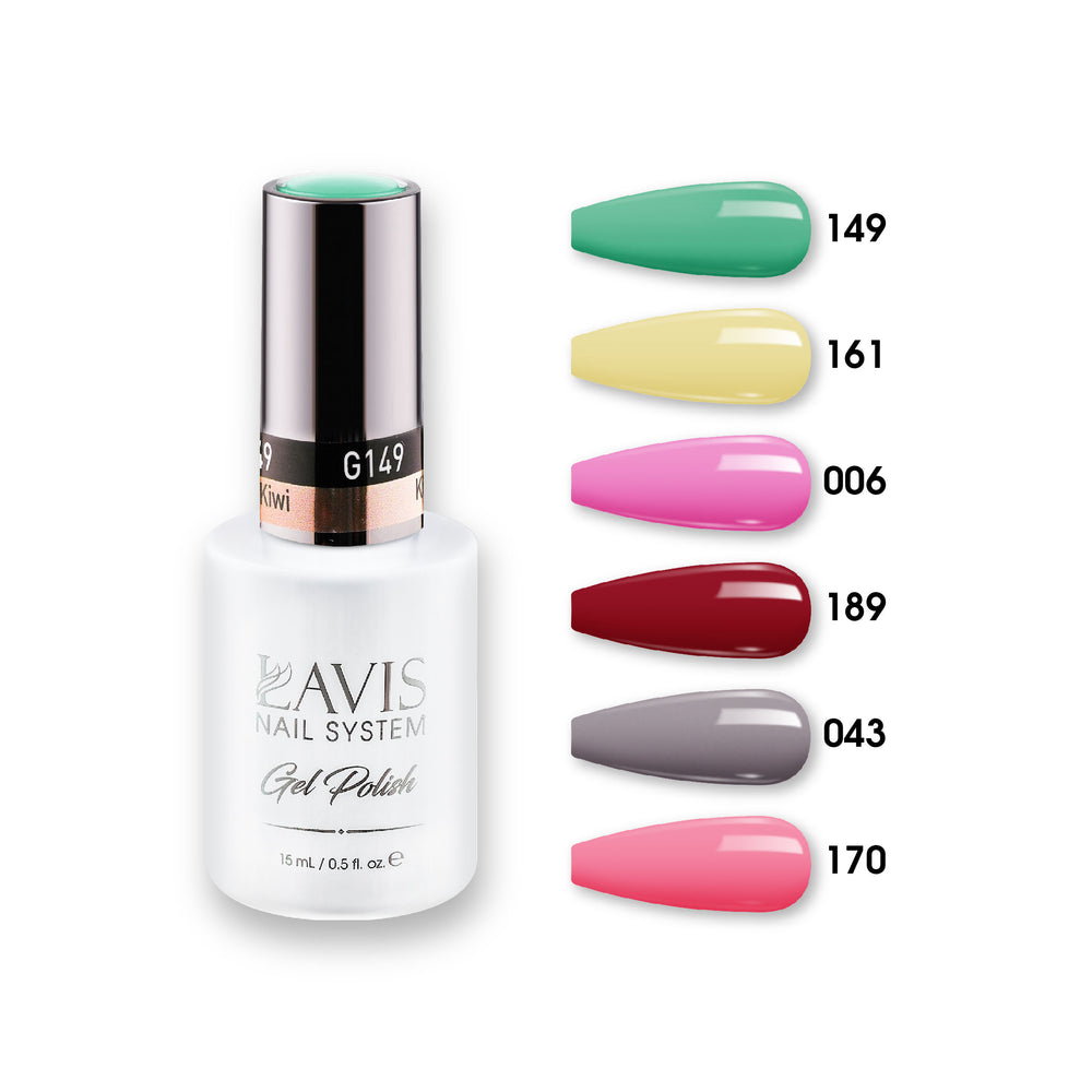 Lavis Gel Color Set 11 (6 colors): 149; 161; 006; 189; 043; 170 by LAVIS NAILS sold by DTK Nail Supply