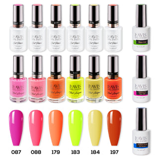  LAVIS Gel & Matching Lacquer Starter Set 14: 087, 088, 179, 183, 184, 197, Base,Top & Bond Primer by LAVIS NAILS sold by DTK Nail Supply