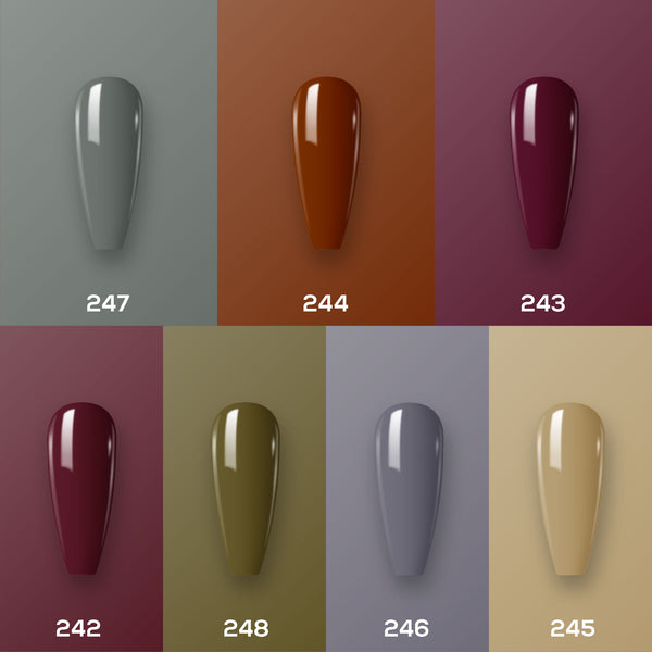  Lavis Holiday Collection: 7 Gel Polishes, 1 Base Gel, 1 Top Gel - Set 16 - 247, 244, 243, 242, 248, 246, 245 + BT by LAVIS NAILS sold by DTK Nail Supply