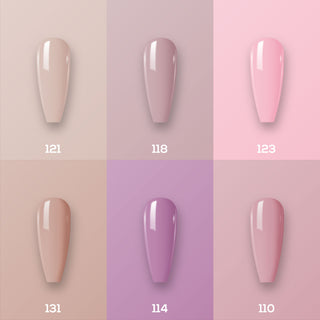  Lavis Nude Pastel 2022 Collection Gel Set 1: 6 Gel Polishes, 1 Base Gel, 1 Top Gel, 1 Protein Bond & Primer - 121; 118; 123; 131; 114; 110 by LAVIS NAILS sold by DTK Nail Supply