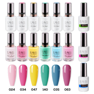  LAVIS Healthy Gel & Matching Lacquer Starter Summer Set G10: 024, 034, 047, 140, 035, 063, Base,Top & Bond Primer by LAVIS NAILS sold by DTK Nail Supply