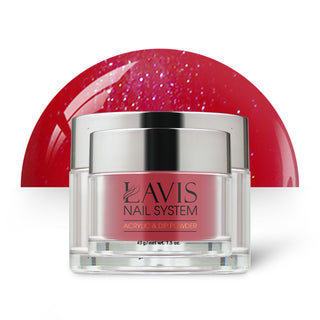  Lavis Acrylic Powder - 211 Heartfelt Red - Shimmer Red Colors by LAVIS NAILS sold by DTK Nail Supply