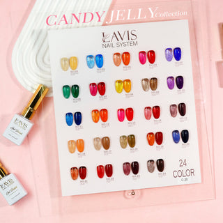  LAVIS J02 Set 24 Color - Gel Polish 0.5oz - Candy Jelly Collection by LAVIS NAILS sold by DTK Nail Supply