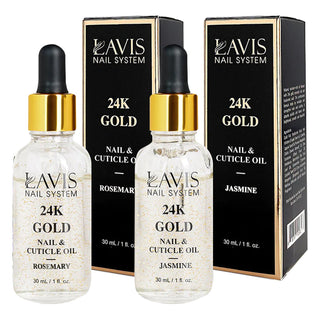  2 24K Gold Nail & Cuticle Oil - Rosemary & Jasmine - 30mL by LAVIS NAILS TOOL sold by DTK Nail Supply
