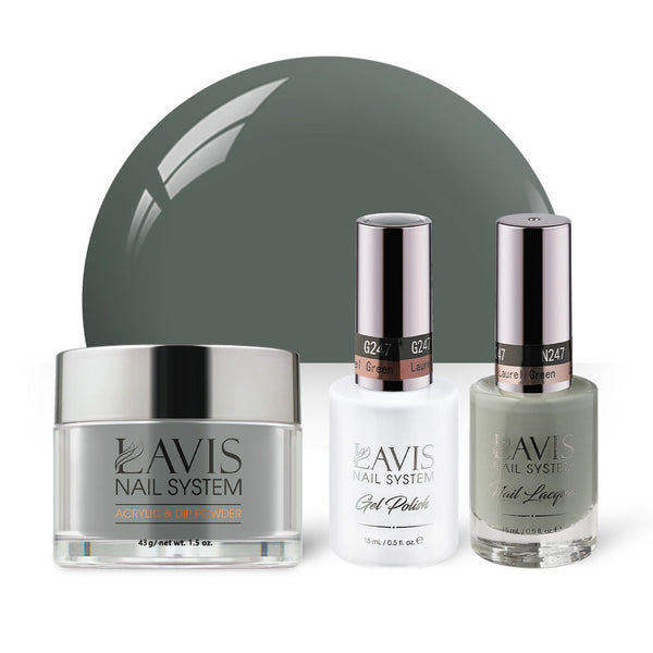  LAVIS 3 in 1 - 247 Laurel Green - Acrylic & Dip Powder, Gel & Lacquer by LAVIS NAILS sold by DTK Nail Supply