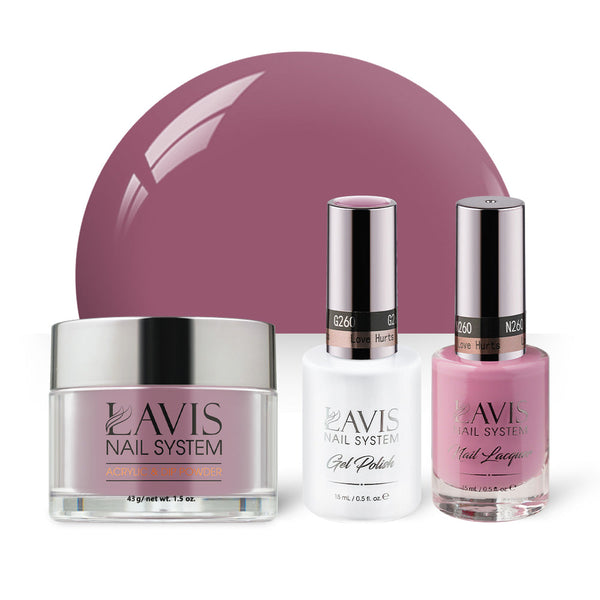  LAVIS 3 in 1 - 260 Love Hurts - Acrylic & Dip Powder, Gel & Lacquer by LAVIS NAILS sold by DTK Nail Supply
