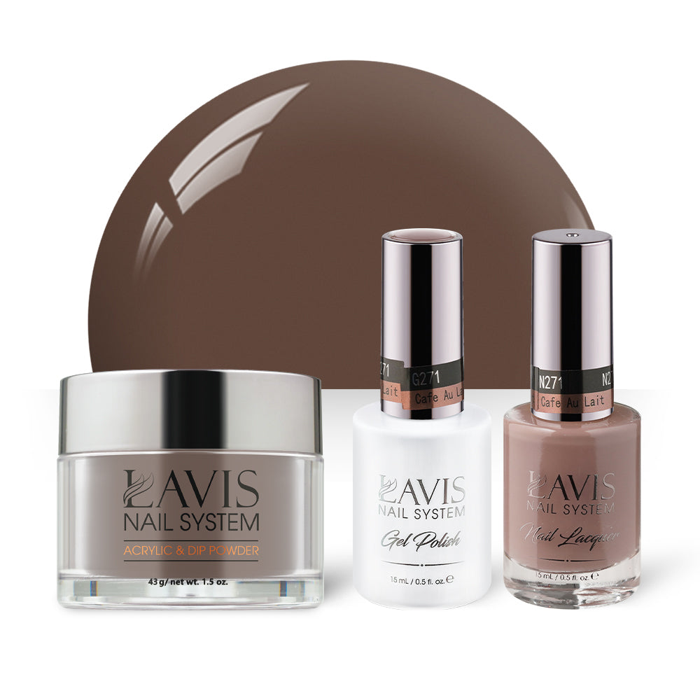  LAVIS 3 in 1 - 271 Cafe Au Lait - Acrylic & Dip Powder, Gel & Lacquer by LAVIS NAILS sold by DTK Nail Supply
