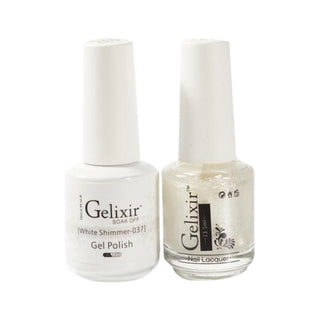  Gelixir Gel Nail Polish Duo - 037 Glitter, Silver Colors - White Shimmer by Gelixir sold by DTK Nail Supply