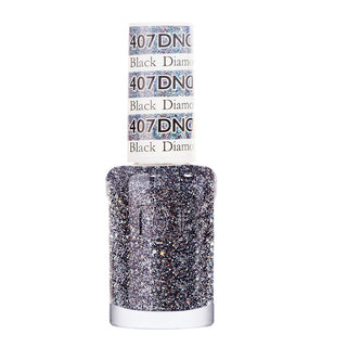 DND Nail Lacquer - 407 Silver Colors - Black Diamond Star by DND - Daisy Nail Designs sold by DTK Nail Supply