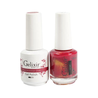  Gelixir Gel Nail Polish Duo - 054 Red, Glitter Colors - Red Shimmer by Gelixir sold by DTK Nail Supply