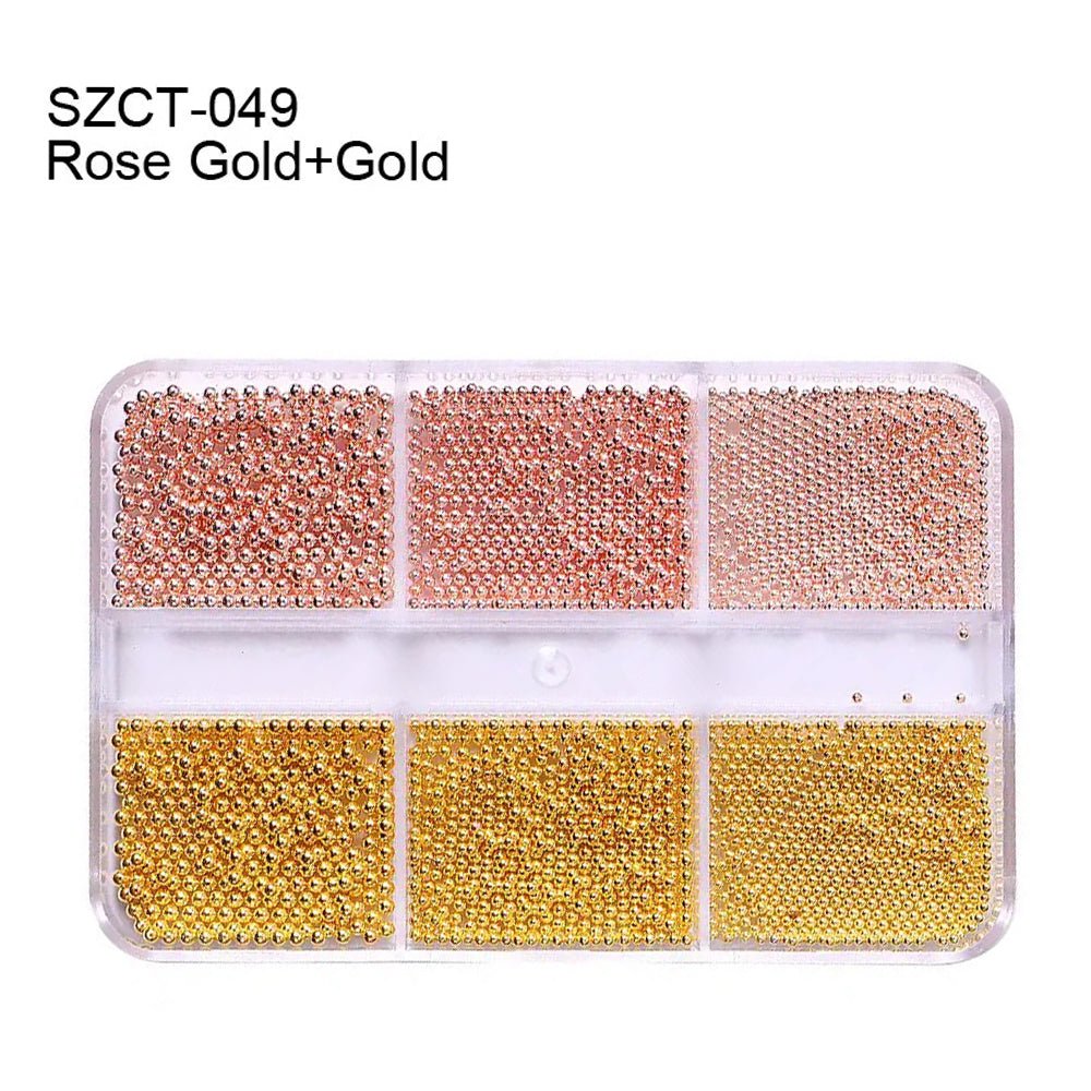 6 Grid Ball Beads - SZCT 049 - Gold/Bronze - DTK Nail Supply