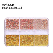 6 Grid Ball Beads - SZCT 049 - Gold/Bronze - DTK Nail Supply