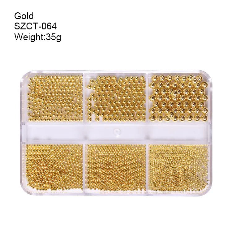 6 Grid Ball Beads - SZCT 064 - Gold - DTK Nail Supply
