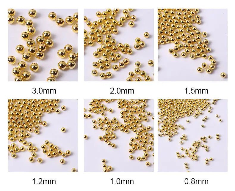 6 Grid Ball Beads - SZCT 064 - Gold - DTK Nail Supply