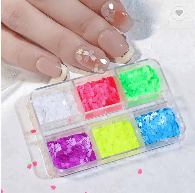 6 Grids Flower Flakes Charms 03 Neon - DTK Nail Supply