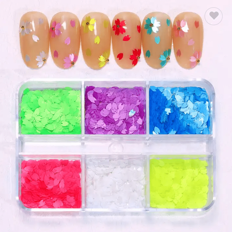 6 Grids Flower Flakes Charms 03 Neon - DTK Nail Supply