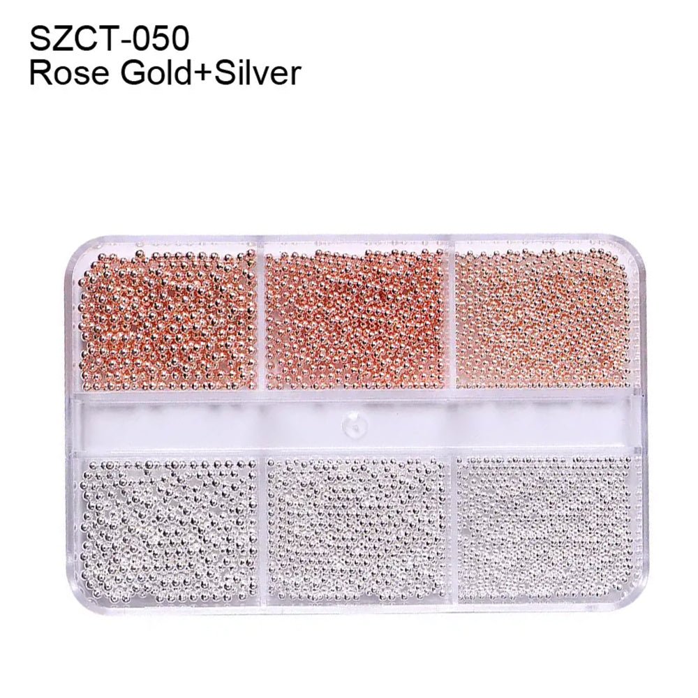 6 Grids of Ball Beads - SZCT 050 - Silver/Bronze - DTK Nail Supply