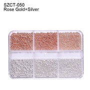 6 Grids of Ball Beads - SZCT 050 - Silver/Bronze - DTK Nail Supply