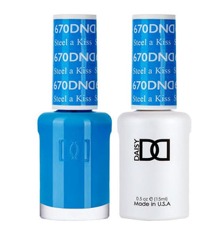  DND Gel Nail Polish Duo - 670 Blue Colors - Steel A Kiss by DND - Daisy Nail Designs sold by DTK Nail Supply