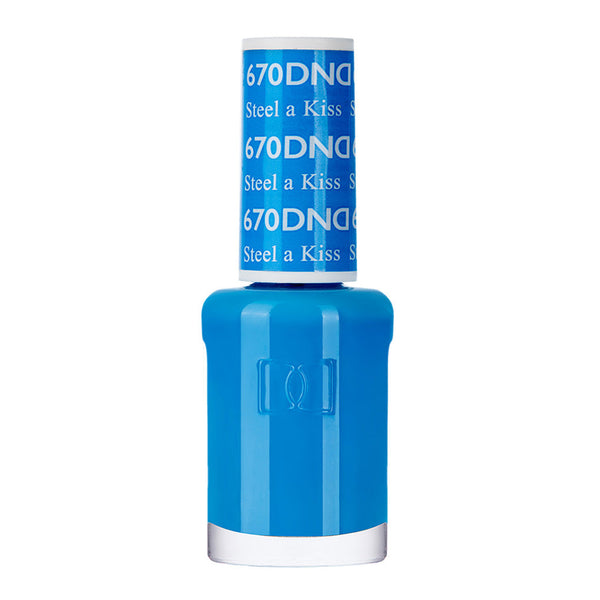 DND Nail Lacquer - 670 Blue Colors - Steel A Kiss by DND - Daisy Nail Designs sold by DTK Nail Supply