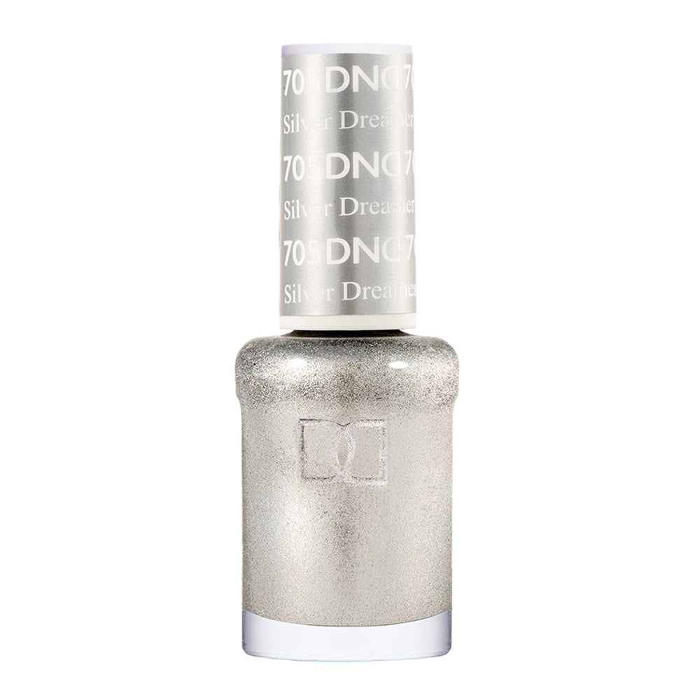 DND Nail Lacquer - 705 Silver Colors - Silver Dreamer by DND - Daisy Nail Designs sold by DTK Nail Supply