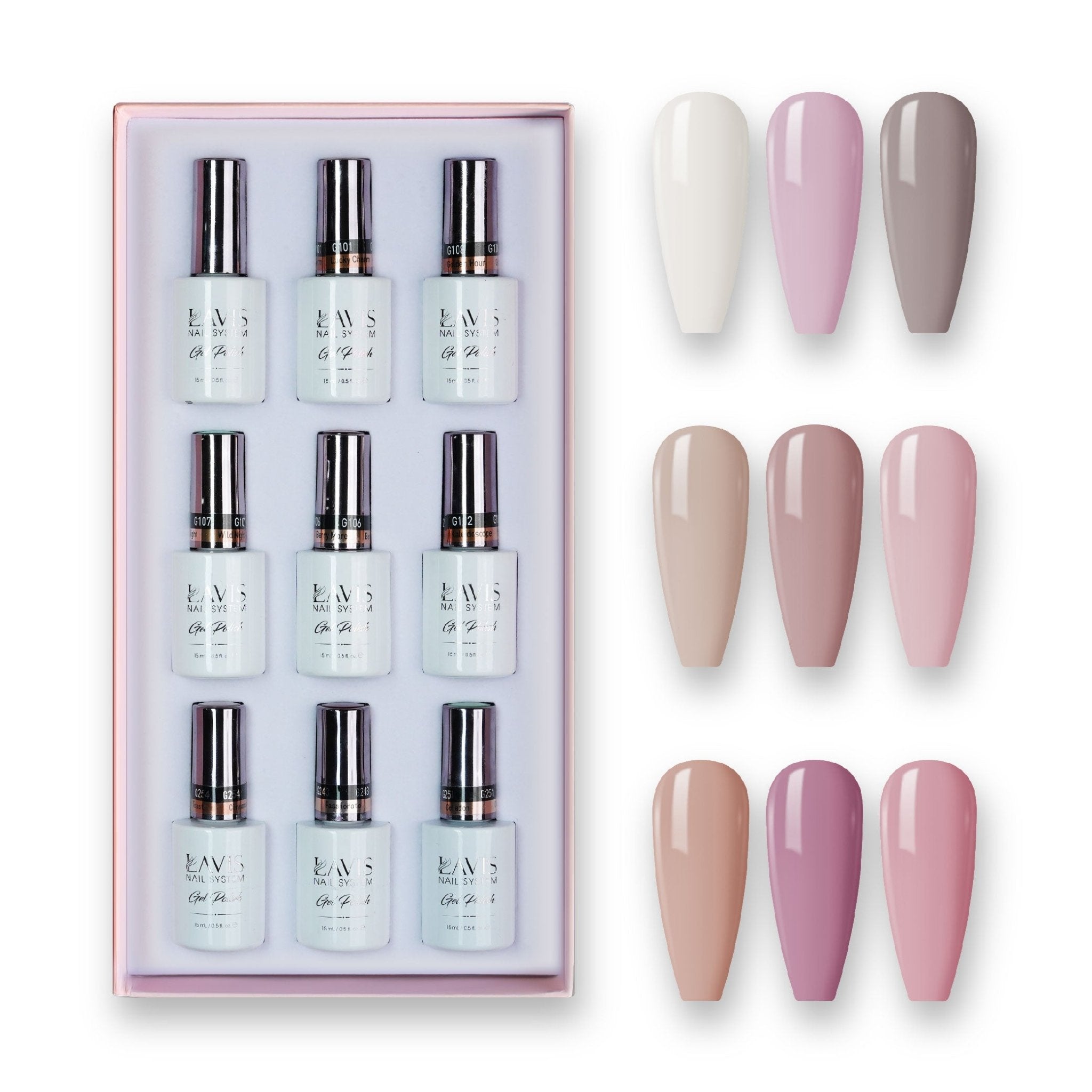 9 Lavis Holiday Gel Nail Polish Collection - SET 1 - 109; 111; 112; 121; 118; 123; 131; 114; 110 - DTK Nail Supply
