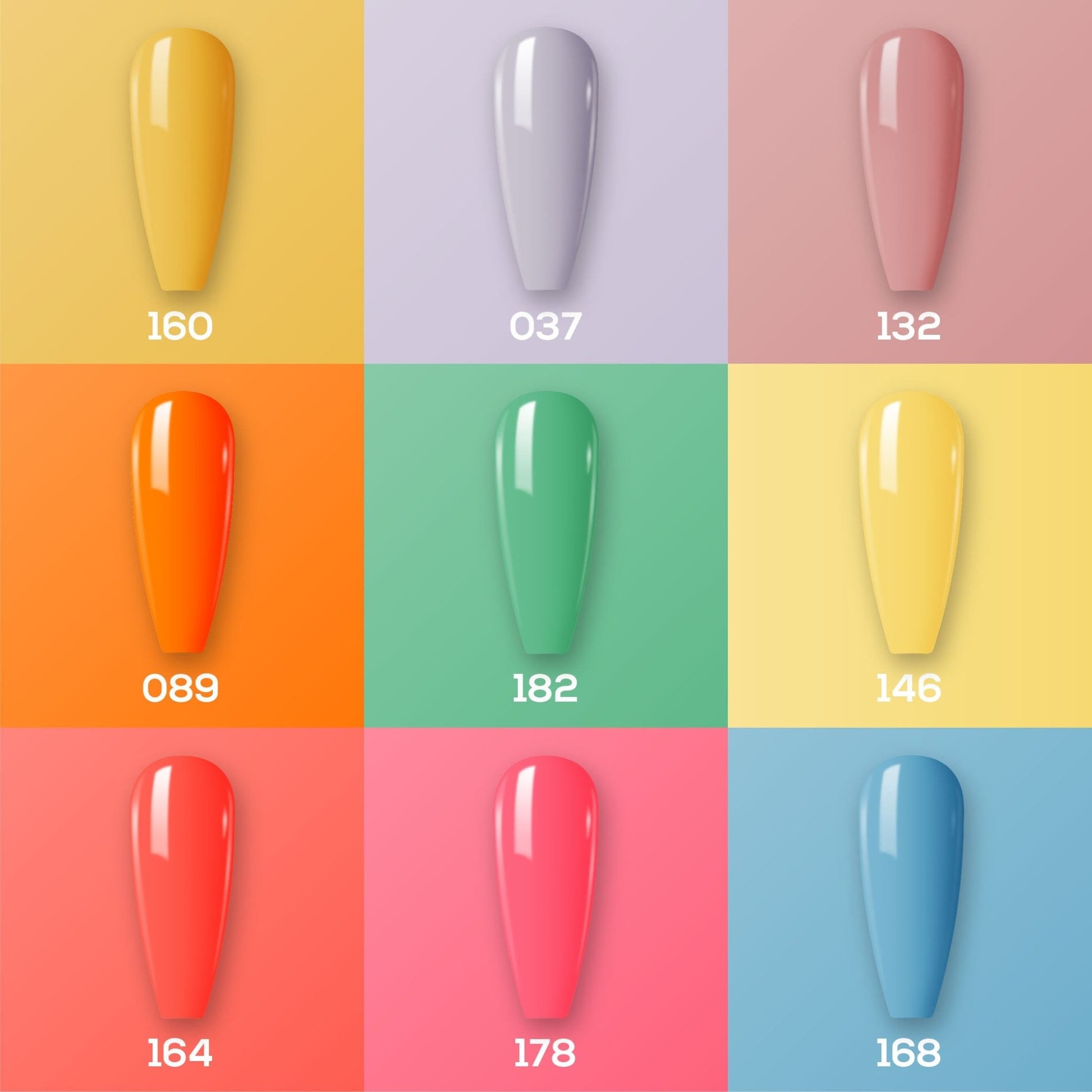 9 Lavis Holiday Gel Nail Polish Collection - SET 10 - 160; 137; 132; 089; 182; 146; 164; 178; 168 - DTK Nail Supply