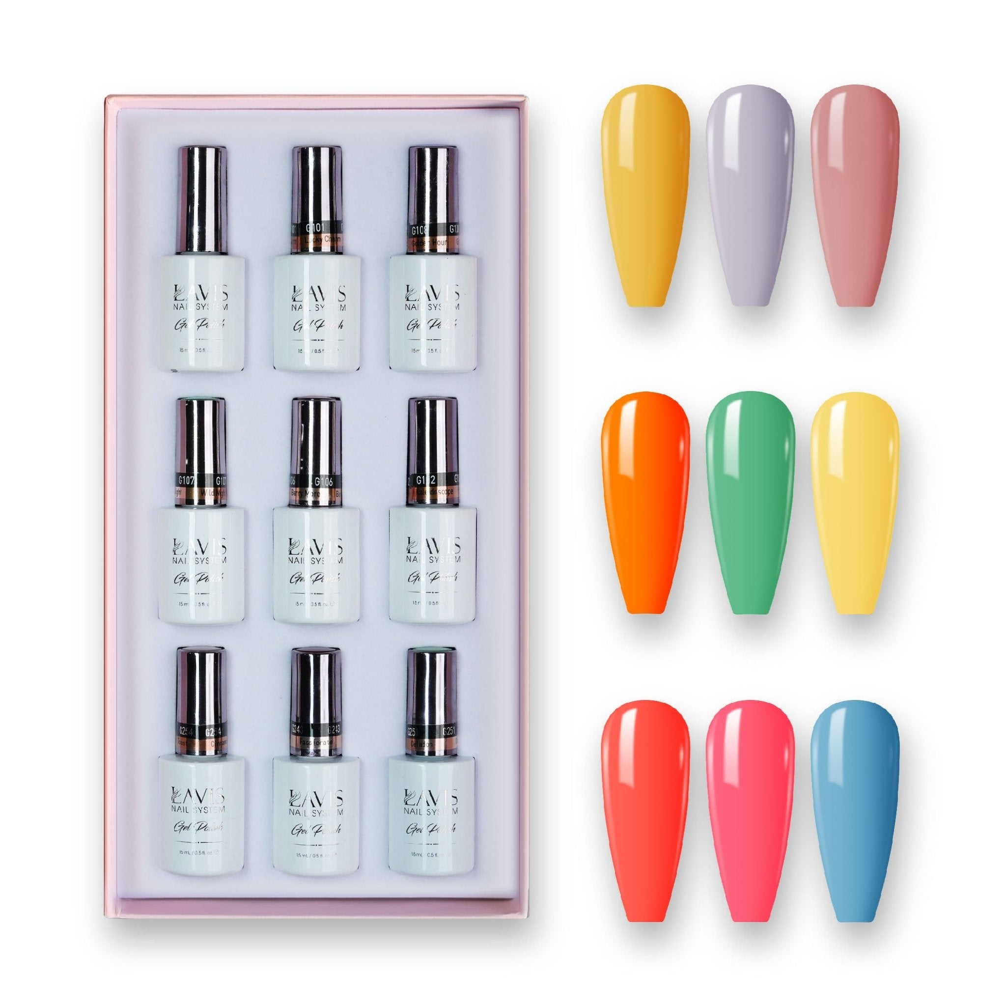 9 Lavis Holiday Gel Nail Polish Collection - SET 10 - 160; 137; 132; 089; 182; 146; 164; 178; 168 - DTK Nail Supply